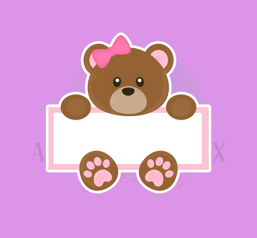 Sweet Bear with Bow Plaque Cookie Cutter