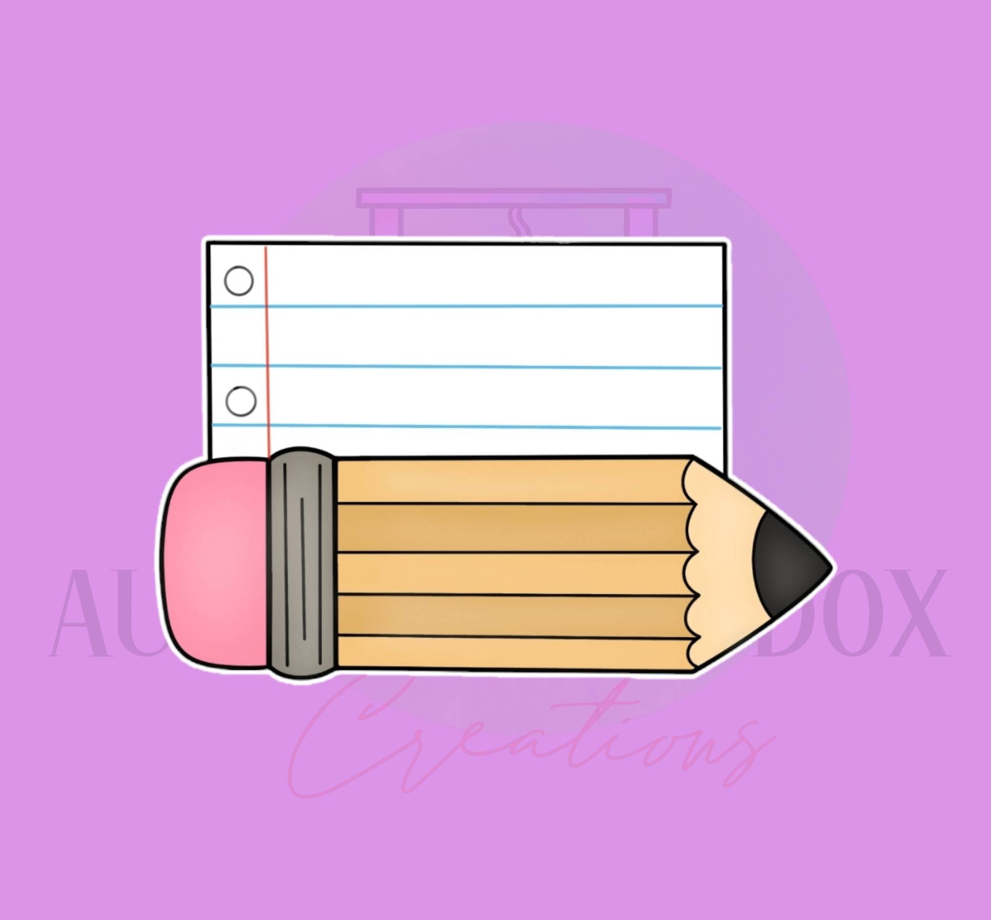 Pencil Paper Plaque Cookie Cutter