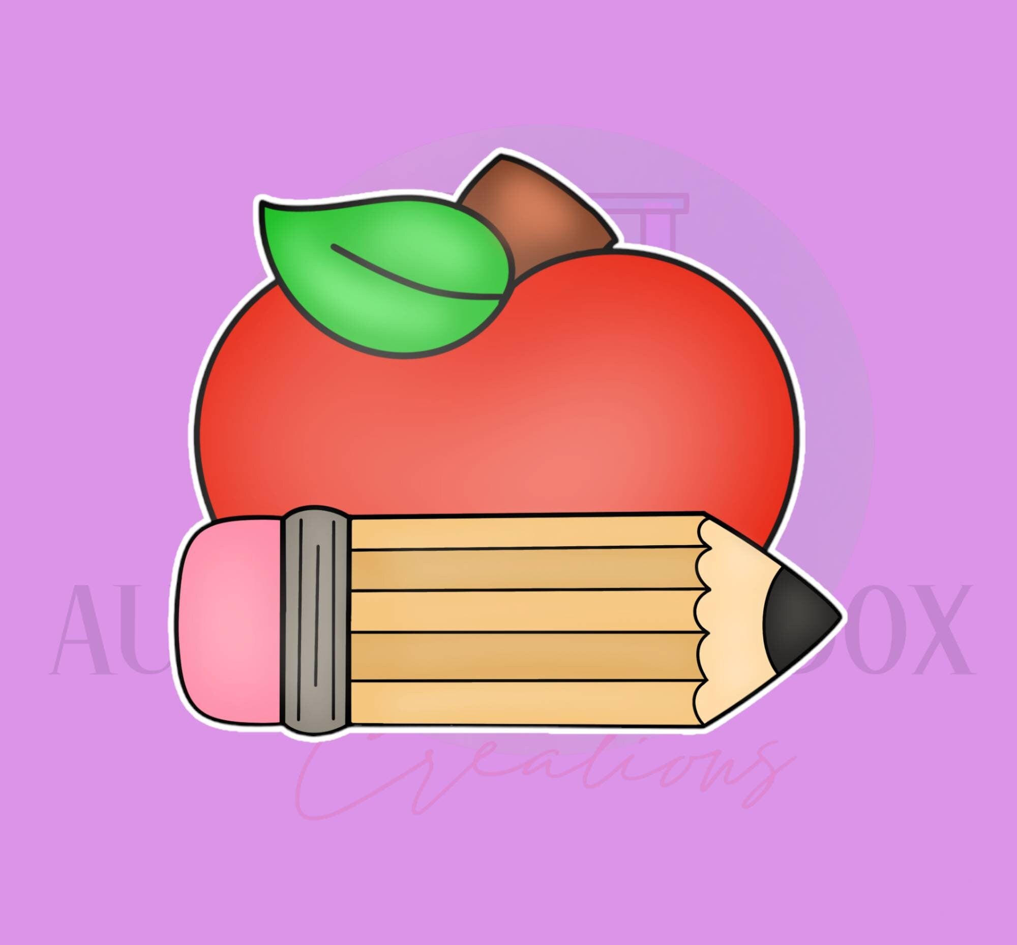 Apple Pencil Plaque #1 Cookie Cutter