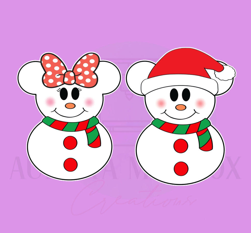 Mouse Snowman Bow & Santa Hat | 2 Piece Set | Cookie Cutter