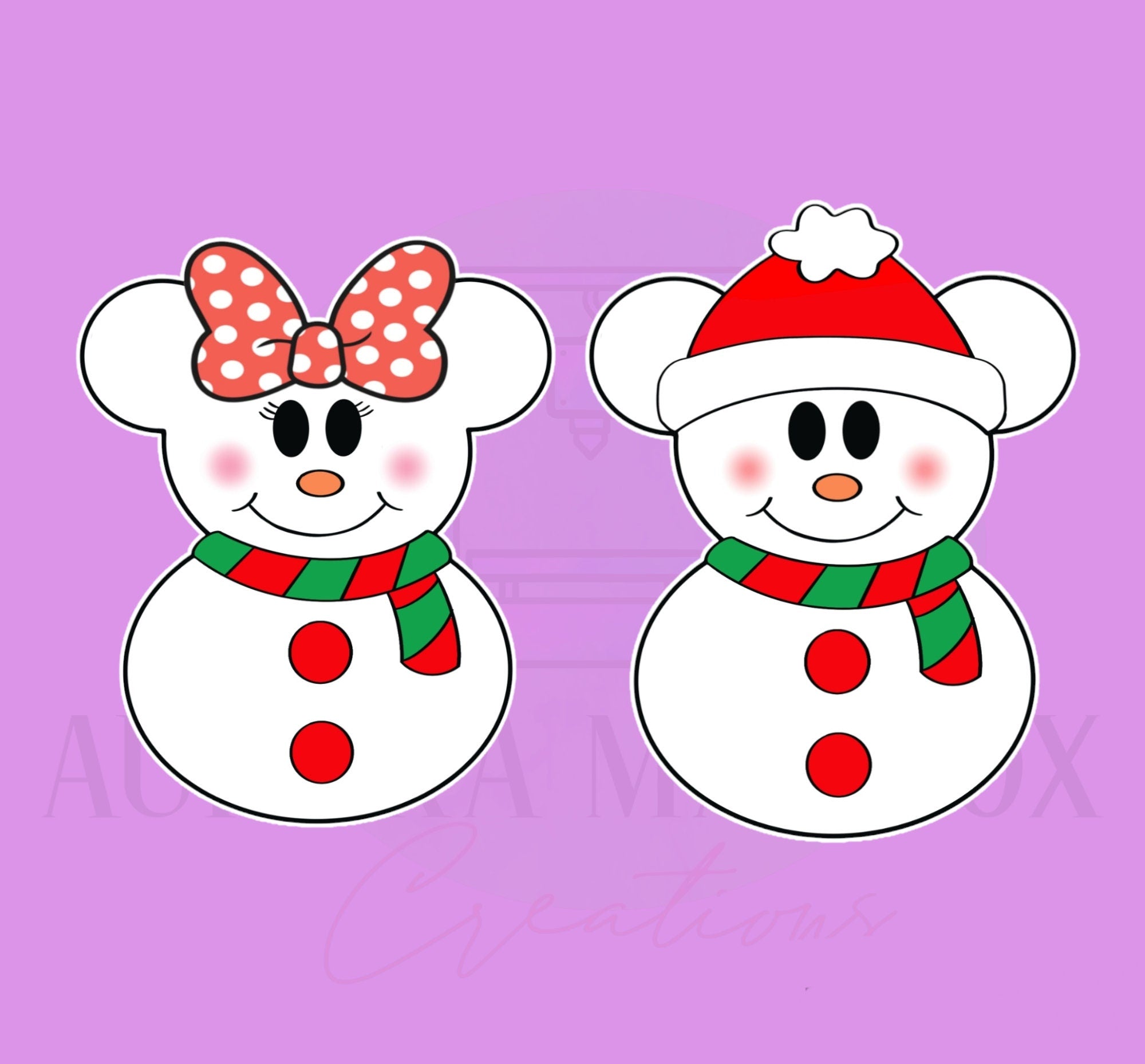 Mouse Snowman Bow & Snow Hat | 2 Piece Set | Cookie Cutter