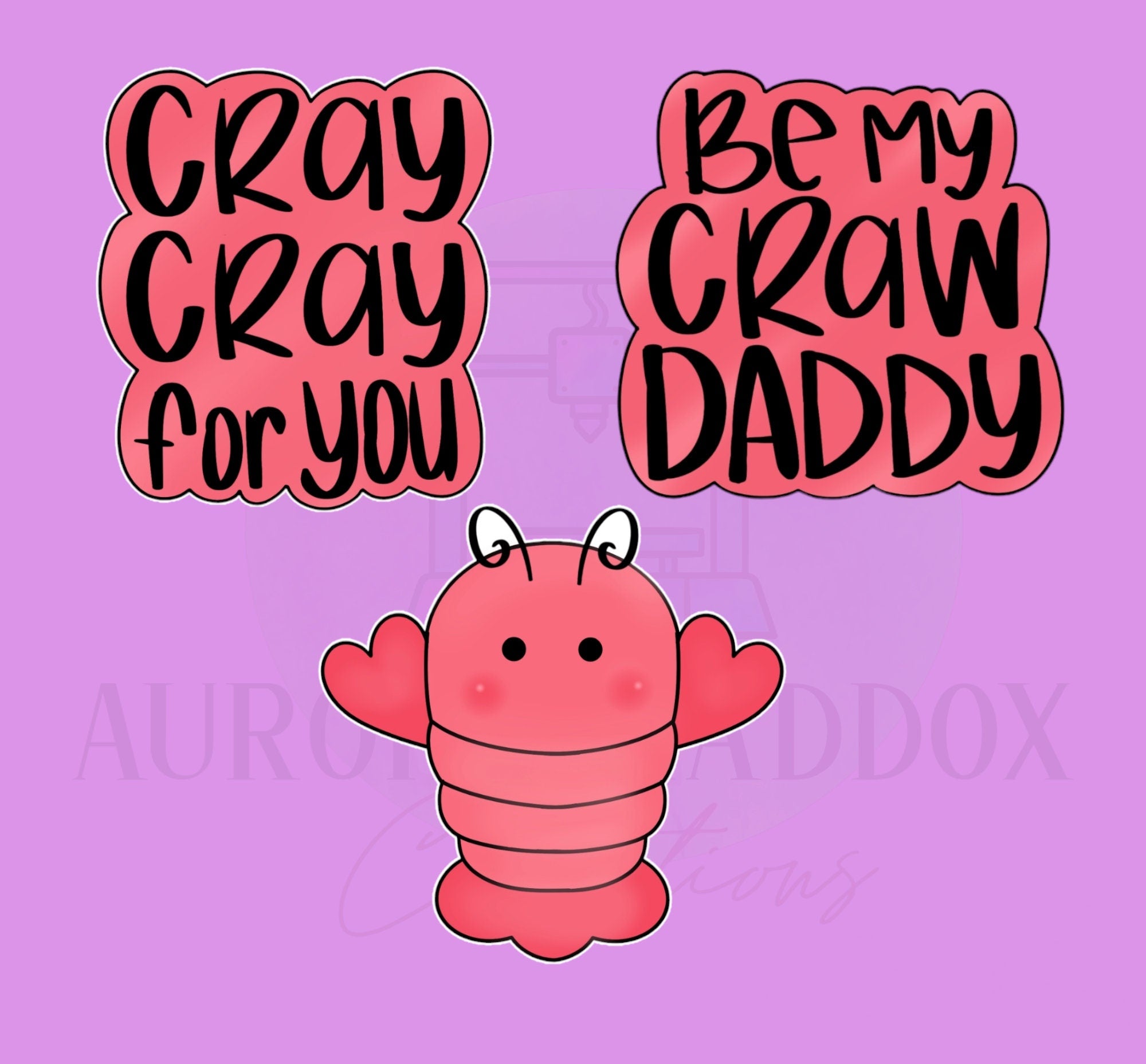 Crawfish Valentine Set | 3 Piece | Cookie Cutter