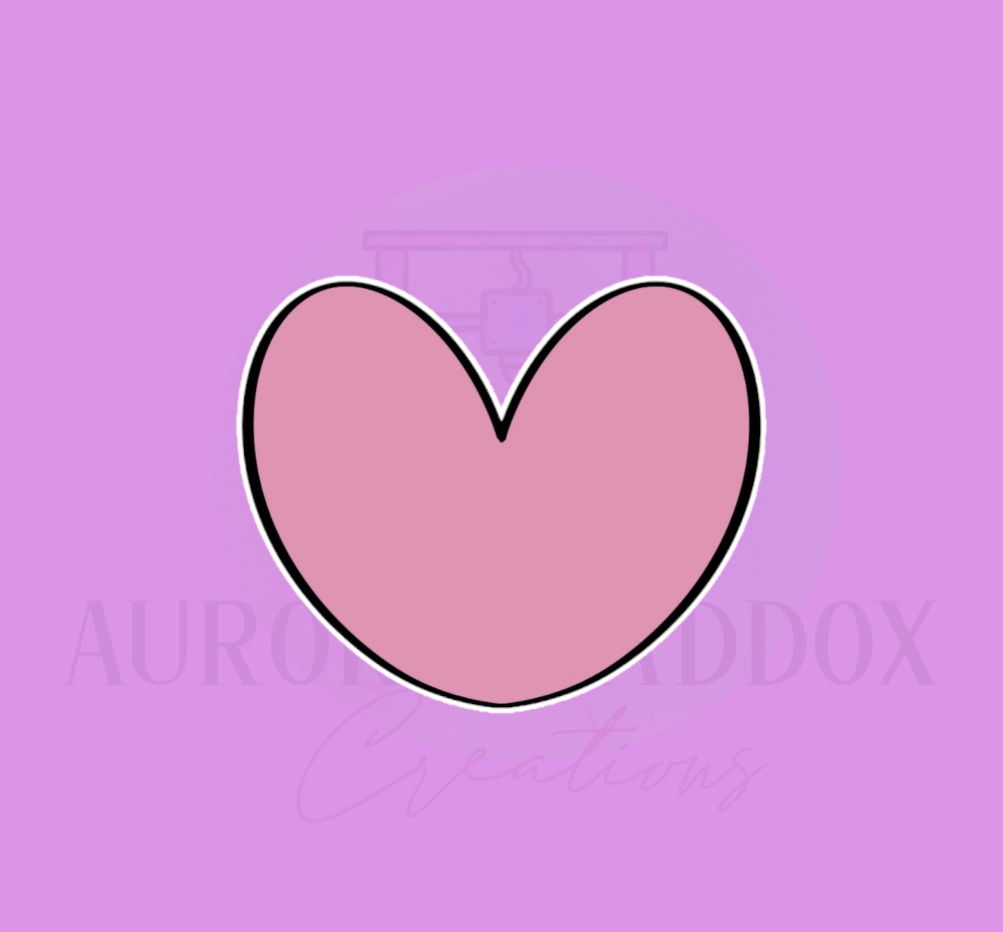 Heart #2 Cookie Cutter, 3D Printed PLA Outline Only