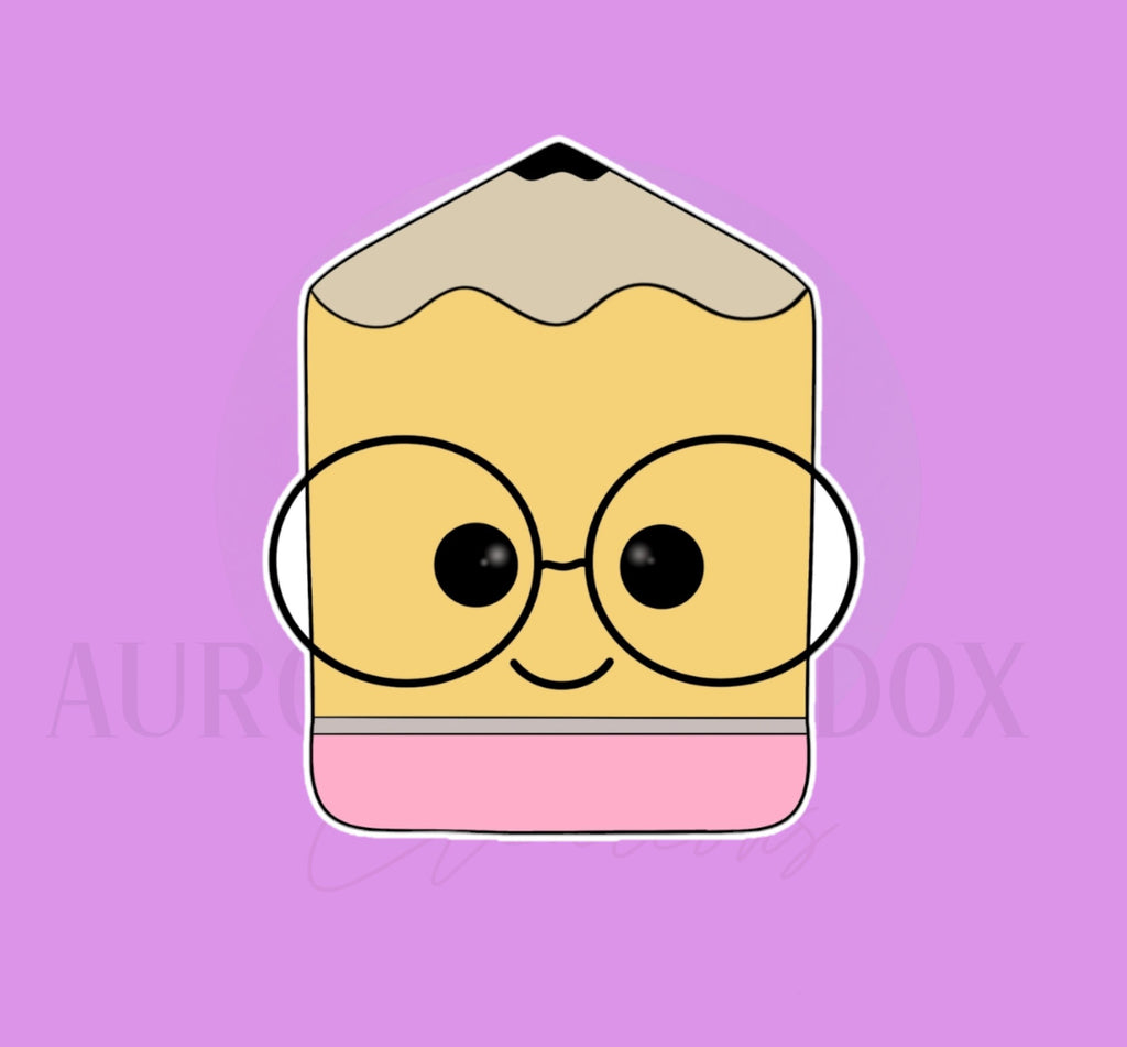 Pencil with Glasses Cookie Cutter