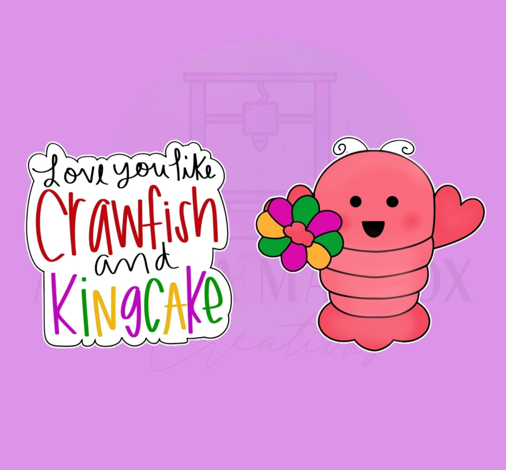 Crawfish & Kingcake Valentine Set | 2 Piece | Cookie Cutter